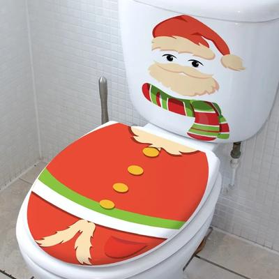 Kreslená Kreativní Vánoční Samolepka na WC, Odpovídající Dekorace, Dekorace WC do Koupelny, Zkrášlující Samolepka na Zeď