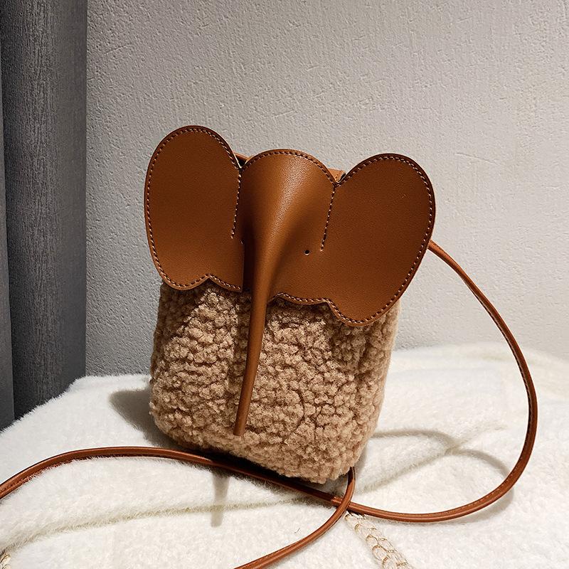 2025 Autumn and Winter New Animal Bag Fashion Japan and Korea Leisure Mini Shoulder Crossbody Granular Wool Lamb Mobile Phone Bag