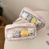 Cute Sweet Large Capacity Padded Transparent Pencil Case With 4 Doll Student Stationery Pen Bag Girly Cosmetic Storage Bag Gifts
