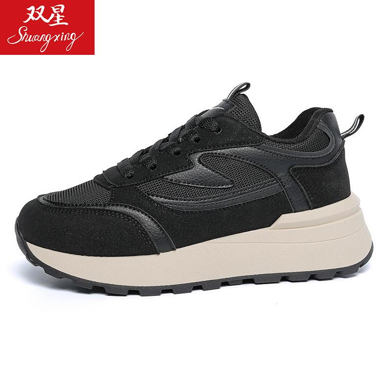 

China Double Star Forrest Gump Waffle Shoes New Year Spring Summer Thick Sole Height Sports Break 35 чёрный