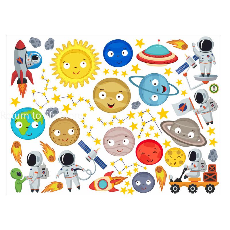 Solar System Wall Stickers Removable Planets for Kids Room Nursery Educational Space Themed Decor