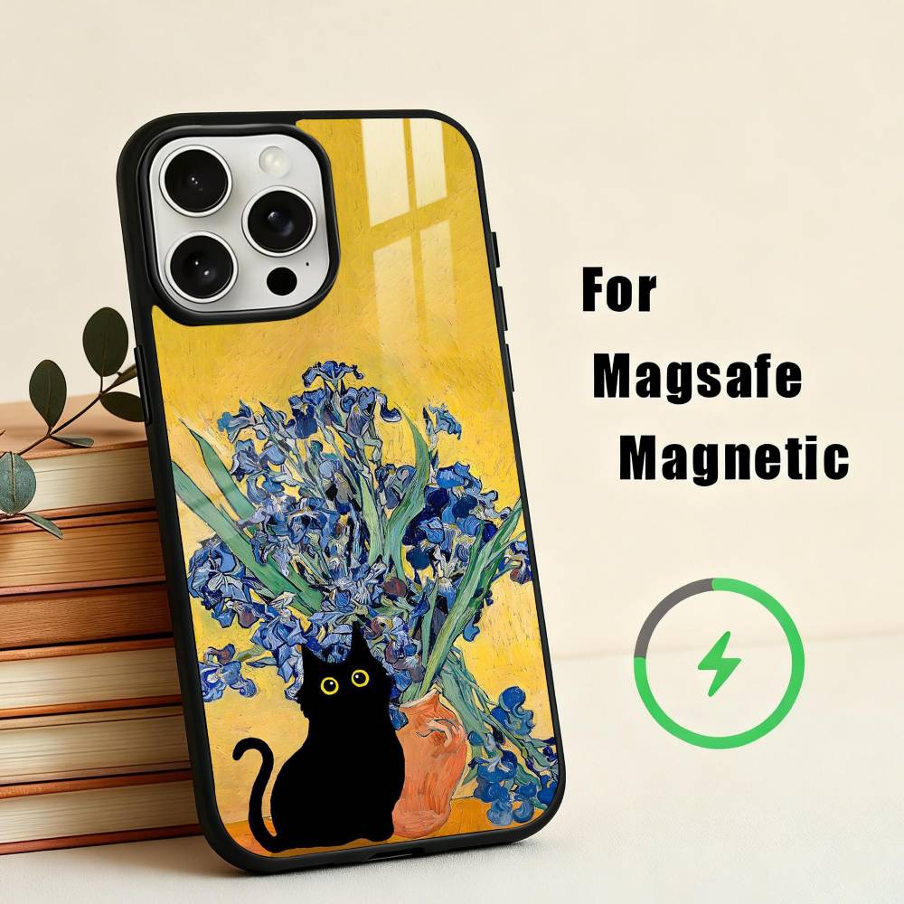 Matisse Monet Black Cat Funny Art  Phone Case For iPhone17,16,15,14,13,12,11 Plus,Pro Max Magnetic For Magsafe Wireless Charging