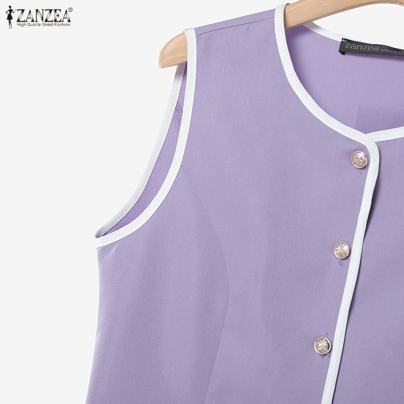 ZANZEA Women Sleeveless Vest Tops and Shorts Summer Two Piece Suit Sets