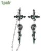 Orecchino Retro Dark Gothic Punk Croce di Rosa Spina Piercing Orecchio Unisex Borchie Gioielli Accessori