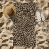 Brown Beige Leopard Pattern Beach Towel 2D Flat Print Fashionable Home Decor Summer Outdoor Bath Towel Practical Cozy Stylish