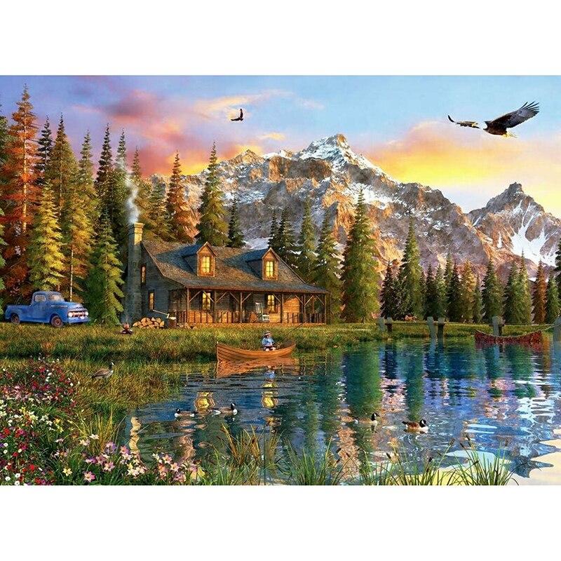 New 5D DIY Diamond Painting Scenic Lodge Diamond Embroidery Scenery Cross Stitch Full Round Drill Crafts Home Decor Gift