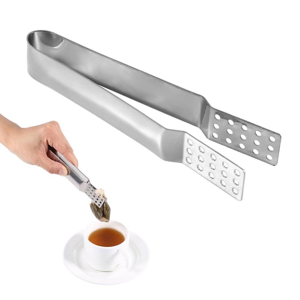 Silver Color Food Clamp Tongs Stainless Steel Food Clip Clamp Tea Bag Tongs For Gripping Ice Cube