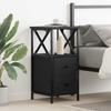 Nightstand Black Oak Look 34 x 35.5 x 70 cm Engineered Wood
