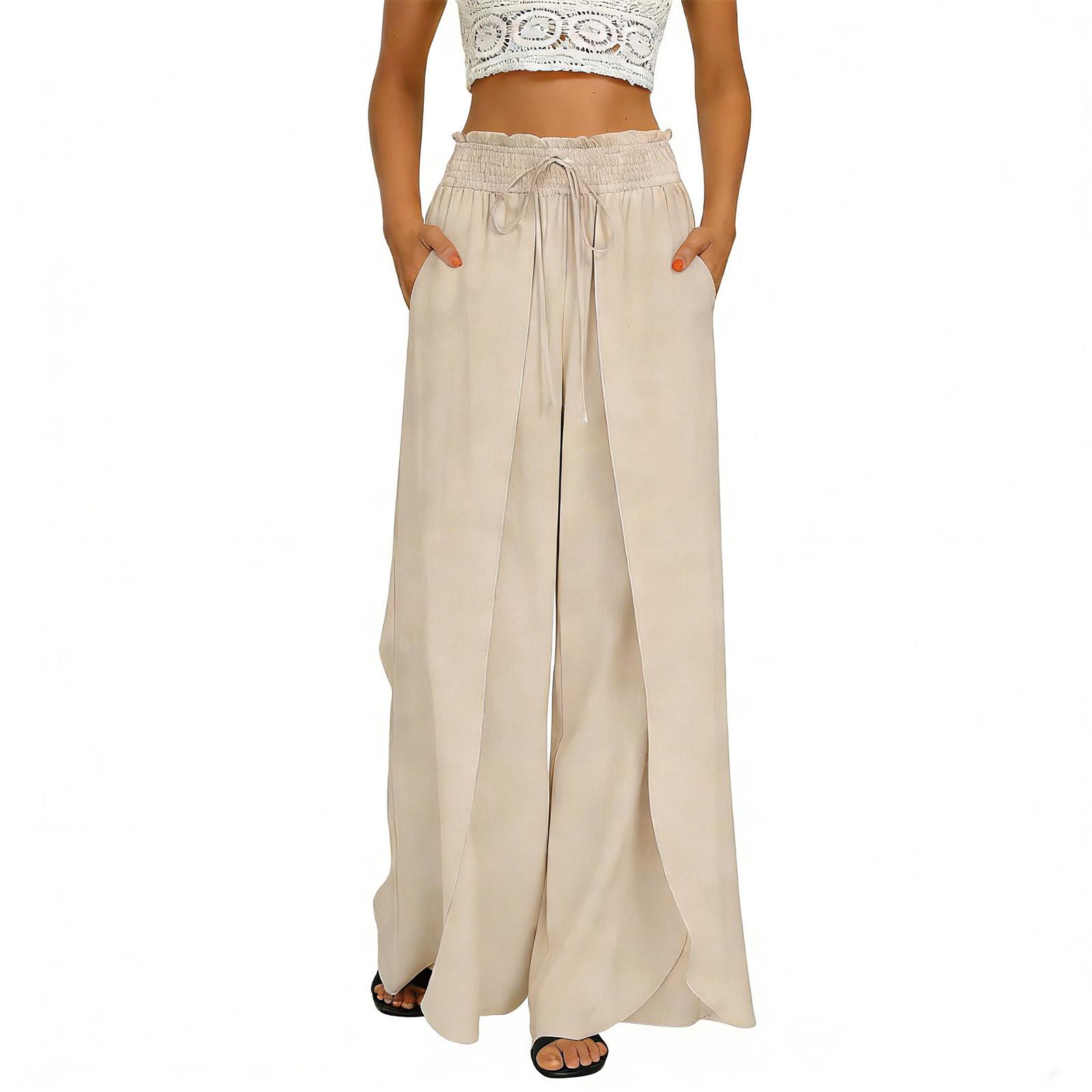 

Women s Loose Straight,Leg Pants XL бежевий