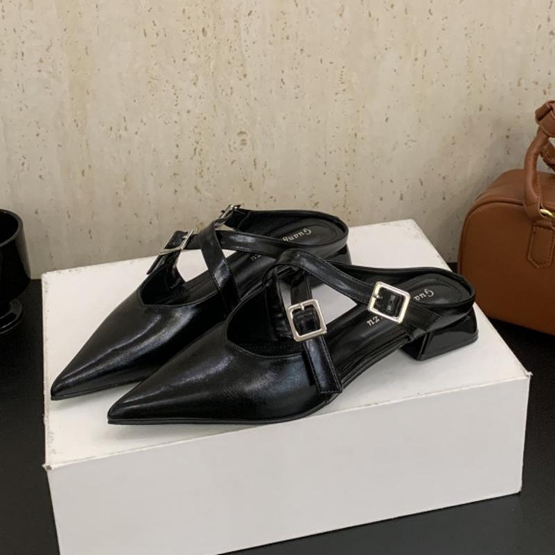 Fashion SUOJIALUN 2025 Autumn Women Flat Heel Slipper Fashion Pointed Toe Slip On Mules Shoes Soft Casual Outdoor Dress Sandal Slides Sh