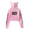 Streetwear Women Sexy Astro Bot Print Cropped Sweatshirts Oversize Loose Pullovers Spring Korean Casual Tops