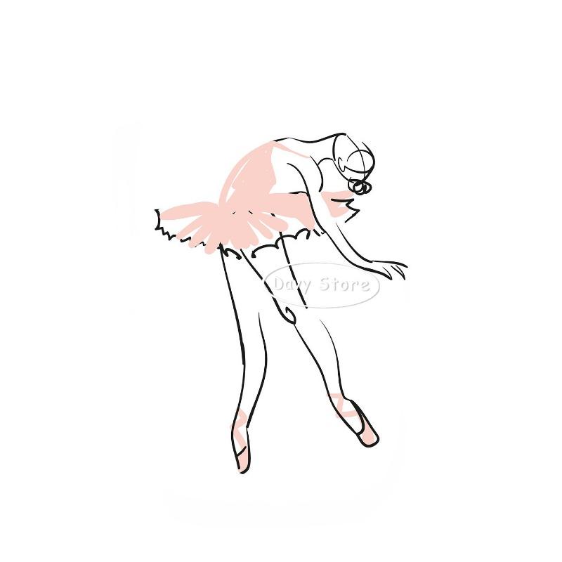 Pink Ballerina Line Abstract Poster Ballet Dancer Canvas Printing Wall Art Picture Modern Minimalist Girls Bedroom Home Decor