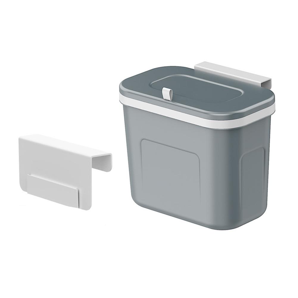 

Punch-free Installation Sliding Cover Wall-mounted Trash Can 8L gray