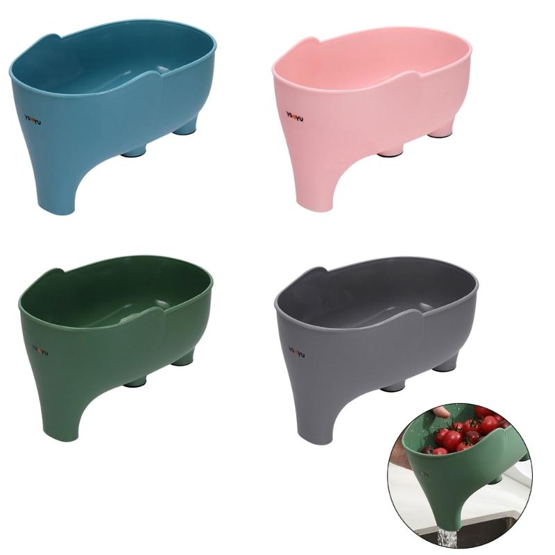 Multifunctional Sink Filter Basket Kitchen Food Strainer Dishcloth Holder Elephant Shape Drain Basket Sponge Holder