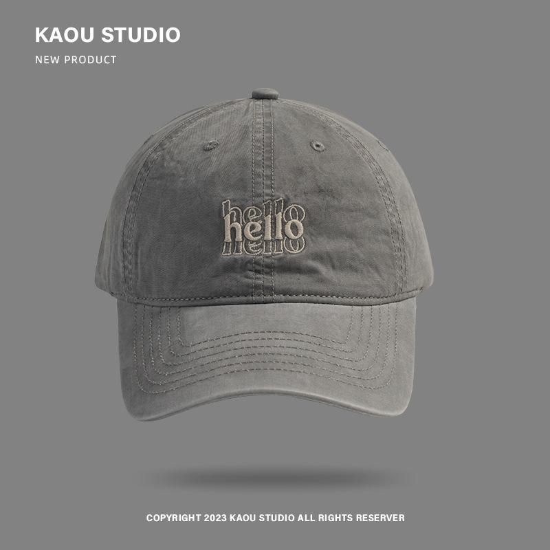 

New sunscreen baseball cap simple casual cap polished cotton big head circumference cap серый