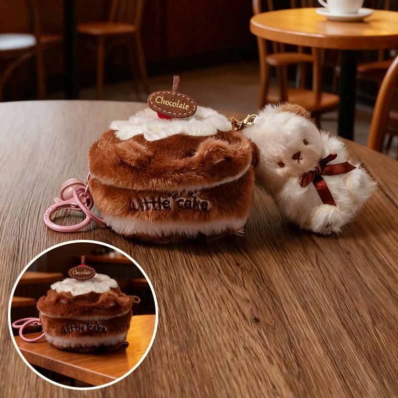 

Simulated Chocolate Cake Plush Stuffed Toys Kawaii Cake Nest Doll Pendant Keychain Decoration Creative Gifts For Kids Friends 12x9cm