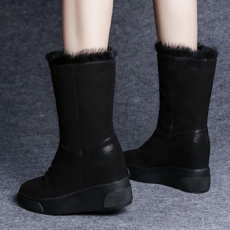 Fashion Round Toe Platform Fleece-lined Half High Women's Snow Boots Hot Winter 2025 Novelty New in Comfortable and Elegant Ladies Shoes