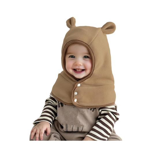 2 In 1 Toddler Winter Hat Balaclava Windproof Warm Fleece Baby Hooded Scarf with Ear for Toddlers Boys Girls