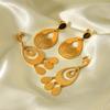 Wholesale 18k Gold Women's Niche Design Hollow Geometric Teardrop Earrings, Unique Fashion Drop Earrings