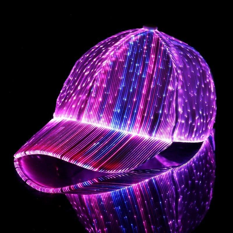 Boné de Pato com Fibra Óptica LED Fashion Não Tóxico Boné de Basebol Brilhante Boné Hip-Hop Brilhante Para Bar Festas de Salto Adereços para Gravação de Vídeo