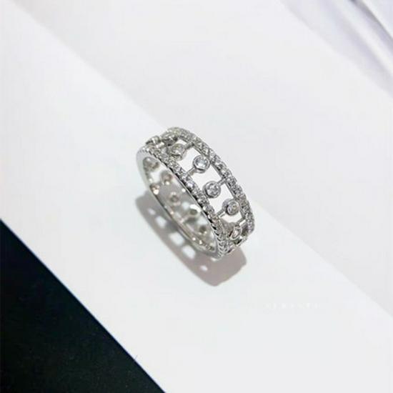 V Gold Dewdrop Ring: Women's 18K Rose Gold with Luxury Hollow Design and Full Diamonds, Non-Fading