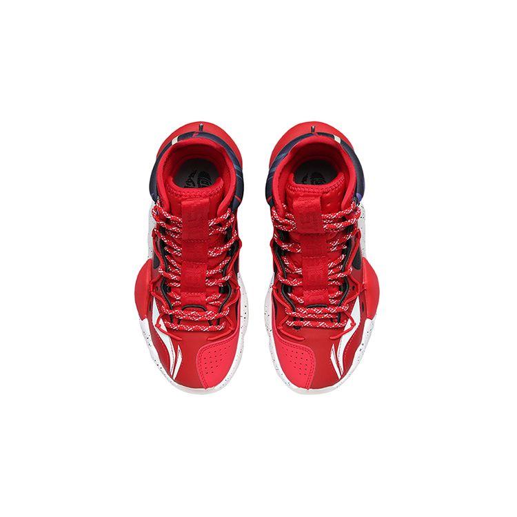 Li Ning Kids Air Raid 6 Comfortable Versatile High Top Basketball Shoes Kids Basketball Shoes Red Black YKBR002-9