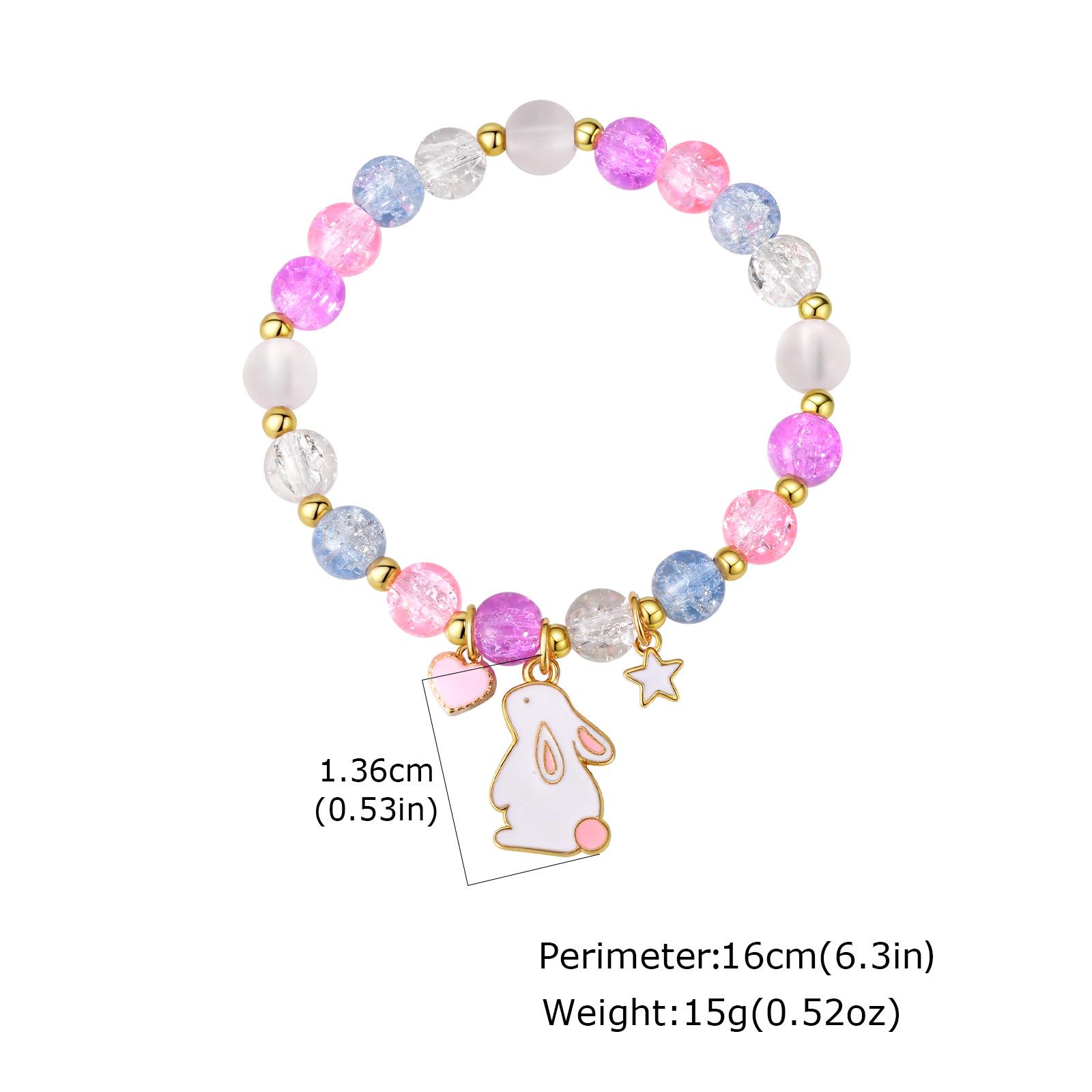 Браслет с подвеской Пасхальный кролик, Пасхальные разноцветные бусины, Милый кролик-шарм, Браслеты для девочек, Детские украшения, Пасхальные религиозные подарки