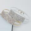 Luxury Full Rhinestone Inlaid Hollow Band Cuff Bangle Bracelet Women Jewelry