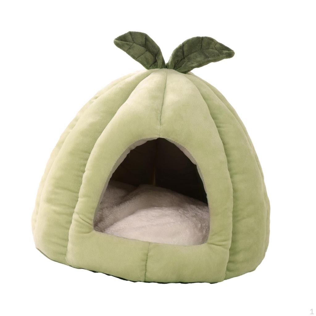 Cat Bed for Indoor Cats, Cute Pumpkin Cave House Tent Kitty Washable Nest