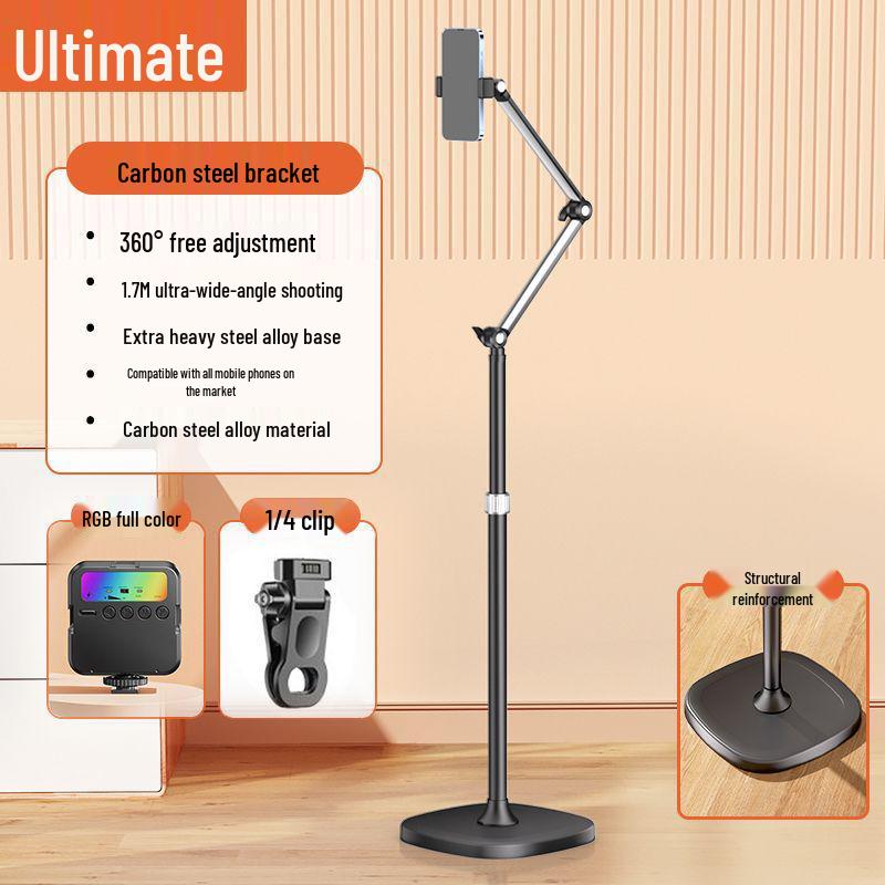 Floor-Standing Multi-Functional Photography Stand for Mobile and Desktop Use