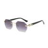 Fashionable Trendy Women Men Square Sunglasses Frameless Rectangular Sunglasses Gradient Sun Glassesfor Daily Life