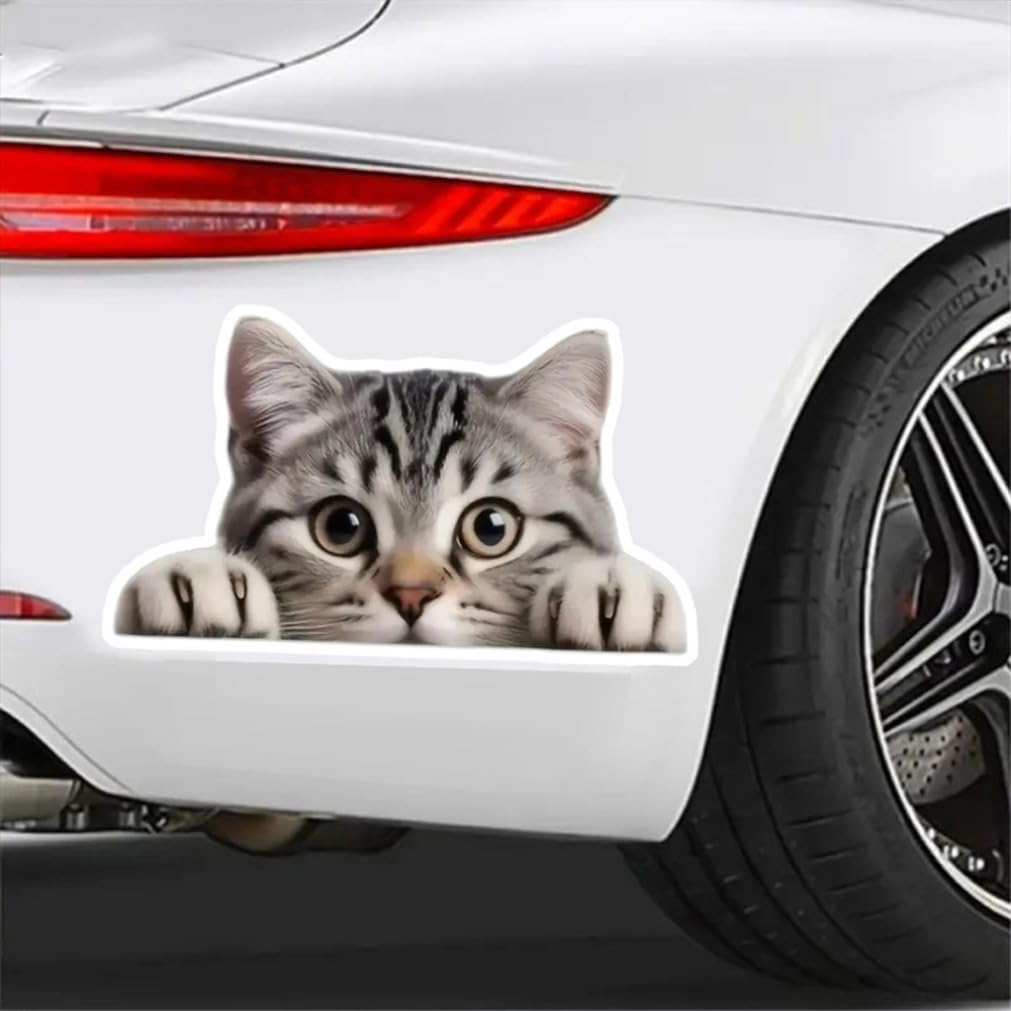 2 Pack 15x8.5cm Peeking Cat Funny Waterproof Vinyl Car Decal Exterior Decor Accessories for