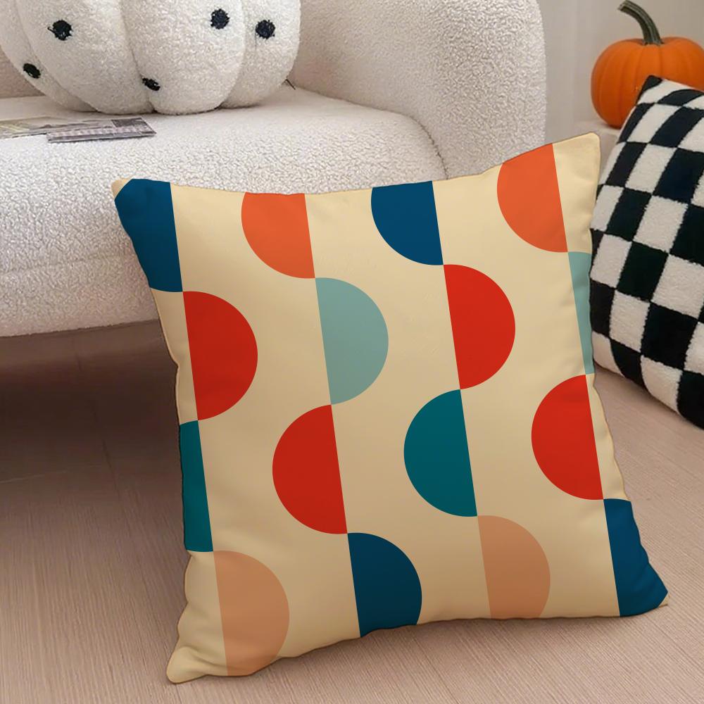 Retro Ornate Bohemian Style Geometric Pattern Cushion Cover Throw Pillow Cover Hidden Button Durable Polyester Chair Cushion