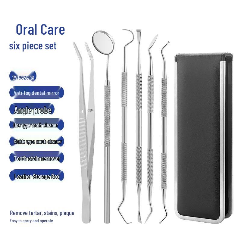 Dental Tool Set: Teeth Cleaner, Tweezers, Mouth Mirror & Probe for Oral Care