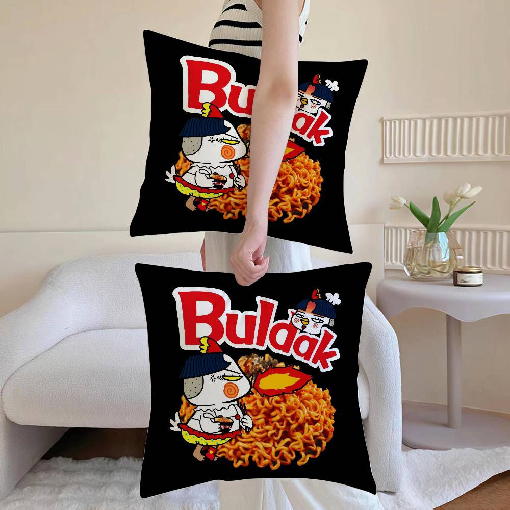 Kwaii Anime BBuldak RRameSn Pillow Case Antidustmite Pillowcase Invisible Zipper Silky Sofa Cushion Cover