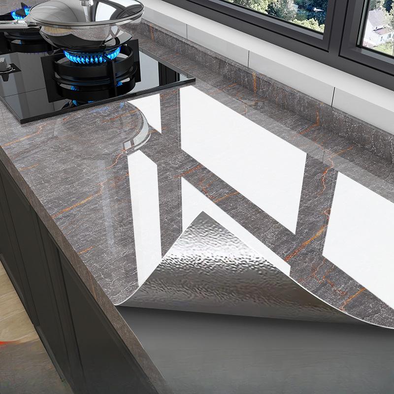 Marmor Küche Öl-Beweis Film Herd Wasserdicht Feuchtigkeit-Beweis Selbst-Klebe Tapete Arbeitsplatte Schrank Renovierung Fliesen Aufkleber