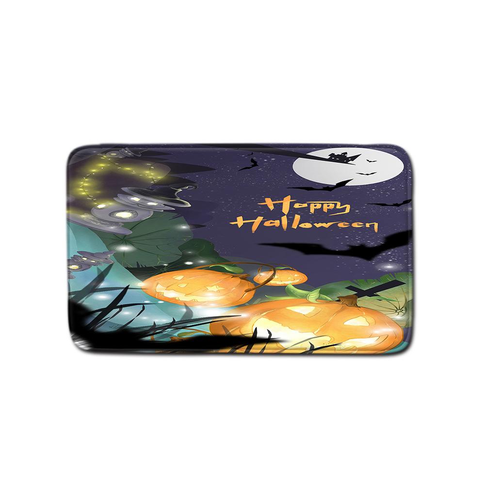 Halloween Shower Curtain Floor Mat Combination Four-Piece Set Bathroom Toilet Carpet Door Mat