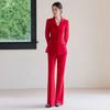 Women's Elegant Chinese Red Suit - 2025 Acetate Formal Wear for Banquets & Events