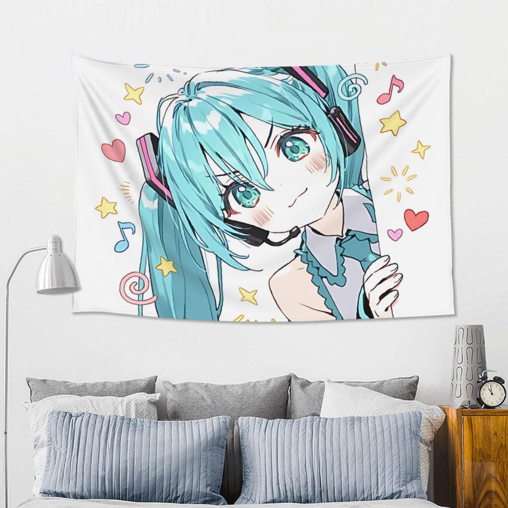 Cutecore Hatsune Miku Tapestry Bedroom Decoration Wall Hanging Blanket Tapestry Cool Stuff For Room