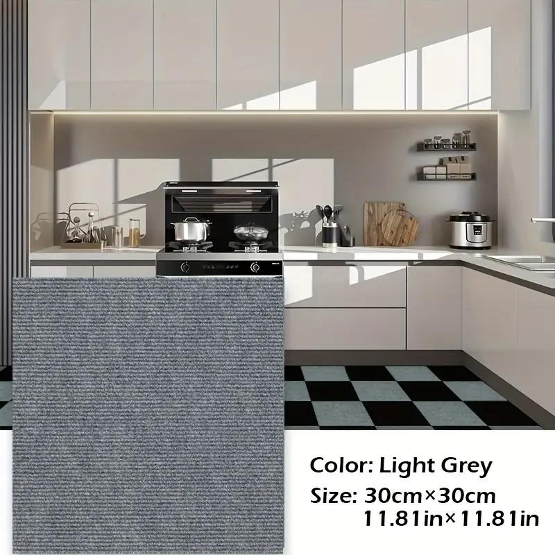 

10PCS 30cm/11.81 Inch Self-adhesive Carpet Tile Stickers, Square Mats, Peeling Stickers, Carpets, DIY Flooring, Home Decoration 10PCS светло-серый