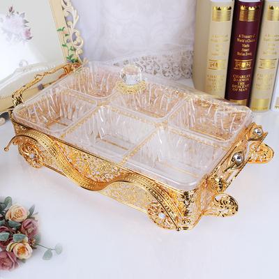 Dried Fruit Plate, Grid with Lid European High-end Candy Box Transparent Creative Dried Fruit Fruit Newlywed Melon Seed Snack Plate