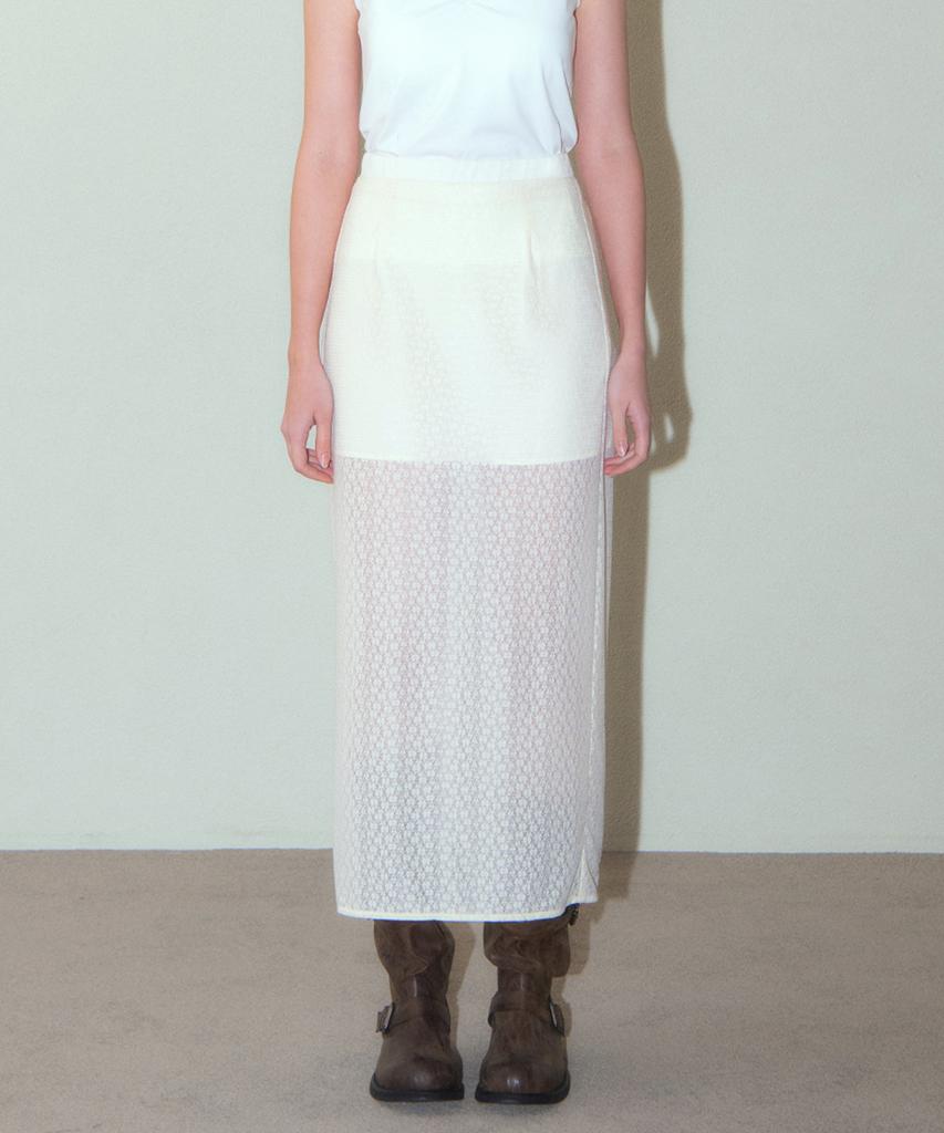Hauseuobeupondeu Fog Flower Maxi Skirt_Ivory