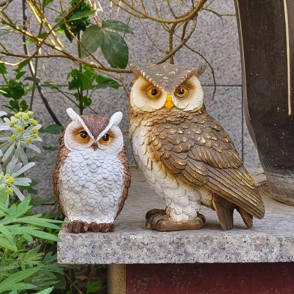 Statue de Hibou en Résine Oiseau Simulé Figurine Miniature Mignonne Ornement de Bureau Bureau