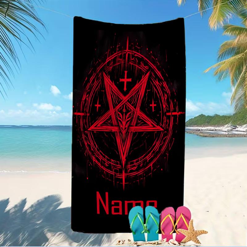 Customizable personalized beach towels Baphomet themed designs.Suitable for the beach, yoga, sports;ideal as beach accessories