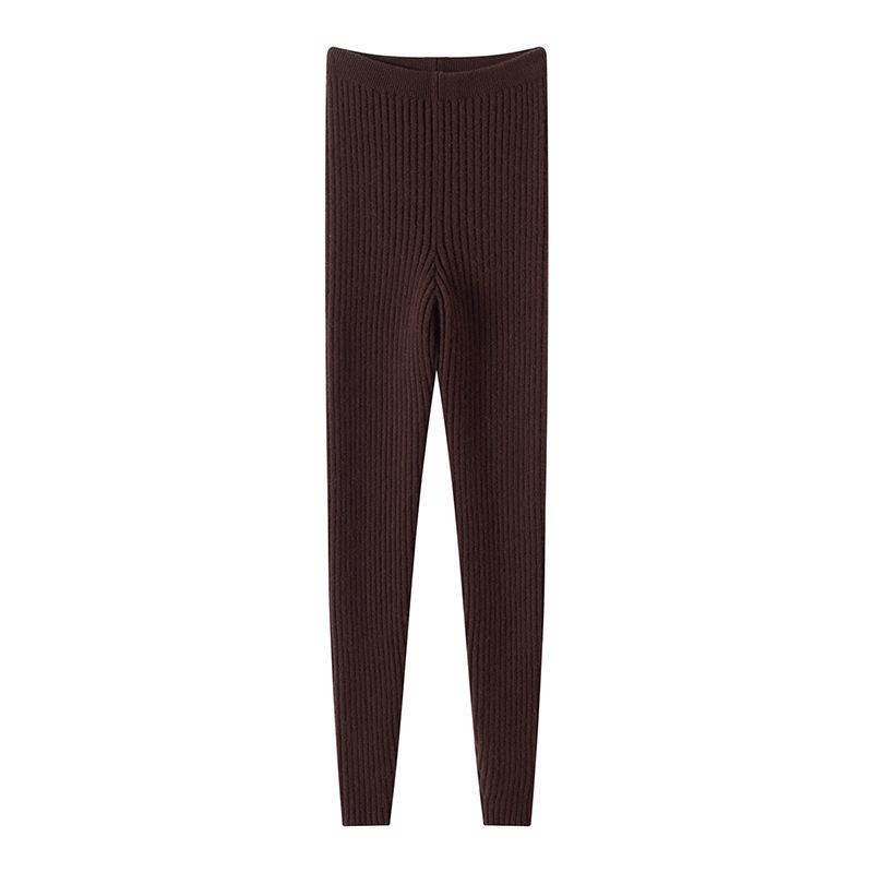 Women's Autumn & Winter Cashmere Knit Base Layer Pants - Soft, Comfortable, Warm, Solid Color, Striped Versatile Fashion.