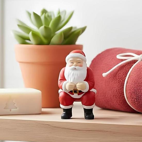 Yousheng Santa Toothpaste Topper Reusable Funny Toothpaste Dispenser 3D Santa Claus Pooping Toothpaste Cap for Christmas Bathroom Decor