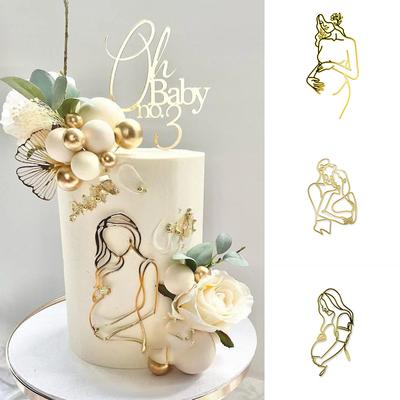 The Mummy To Be Cake Topper Happy Women's Day Expectant Mother Line Art Silhouette Cake Decoration Birthday Party Supplies