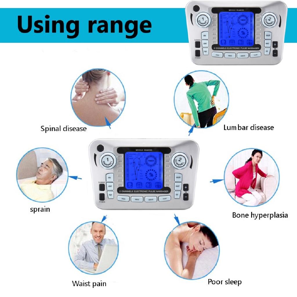 Multifunction LCD Slimming Massager Electrical Muscle Stimulator Body Massager Tens Acupuncture Machine +Slippers +4Pads