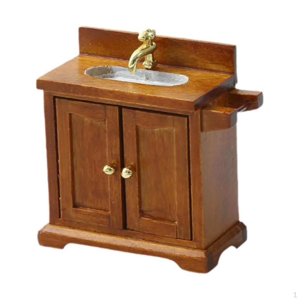Bathroom Storage for Dollhouse with Sink in 1/16 Scale