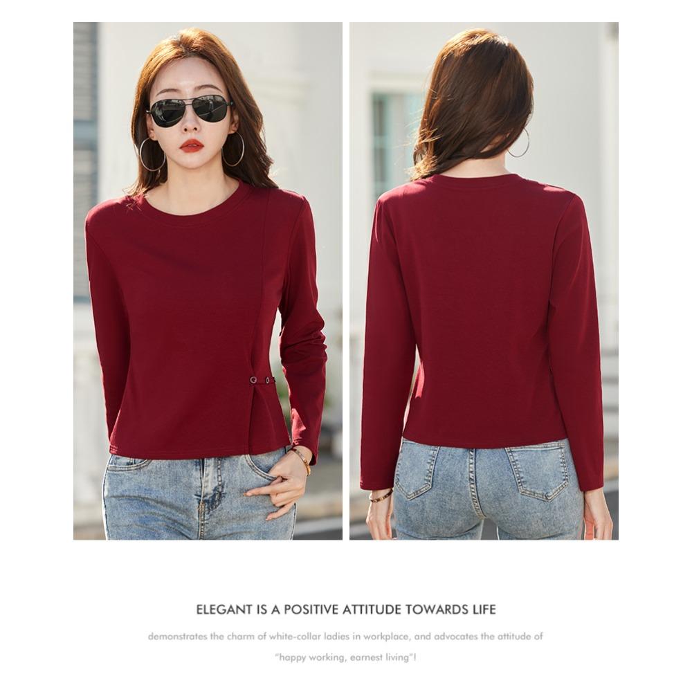 Women's Long-sleeved T-shirt Spring and Autumn New Round Neck Outer Wear Bottoming Shirt Slimming All-match Top